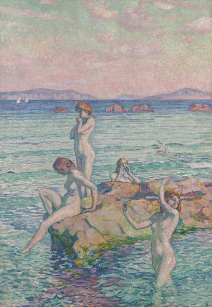 Bagnanti attorno a uno scoglio, 1910